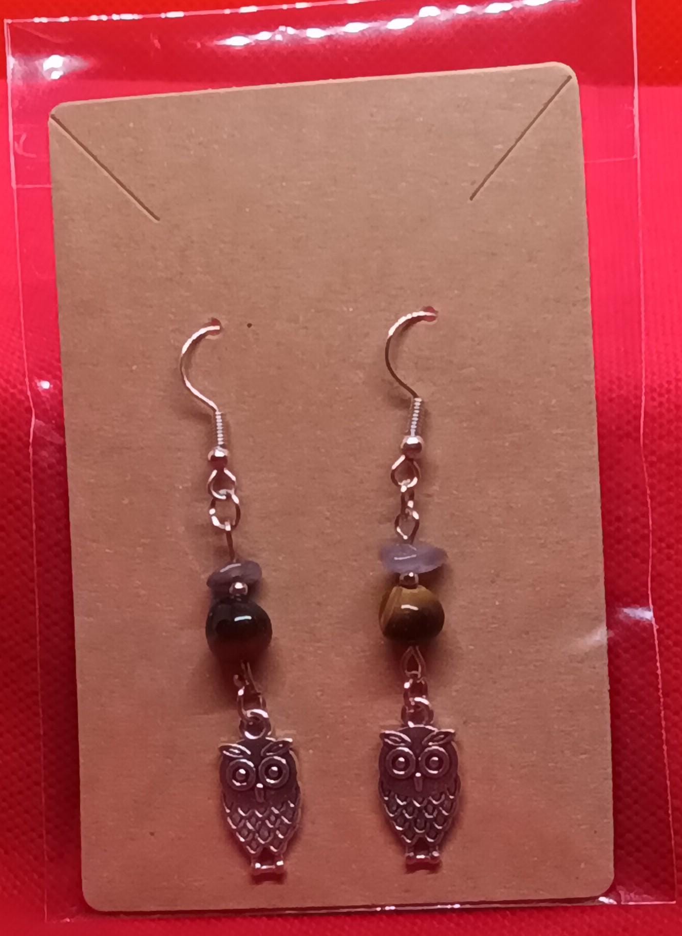 Owl dangling earrings