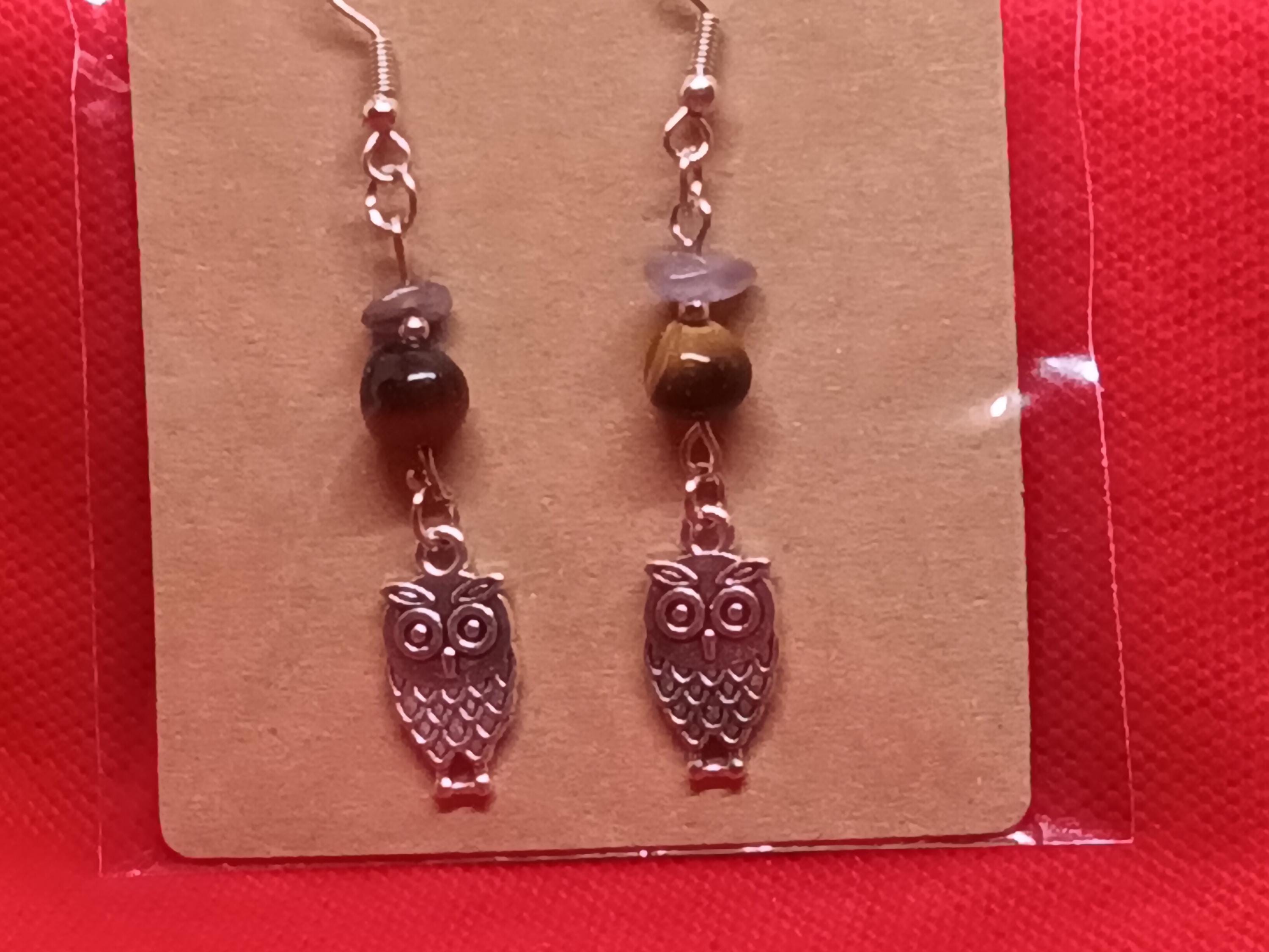 Owl dangling earrings